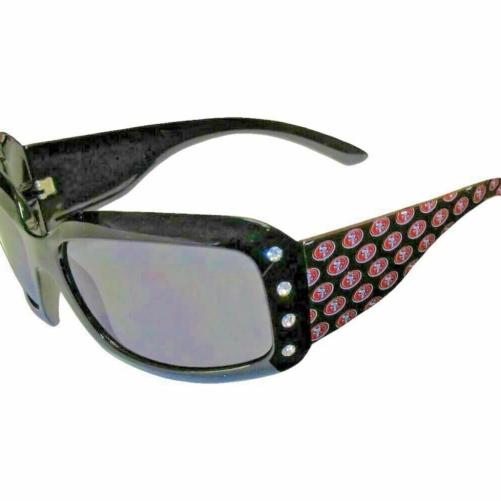 49ers Bug Eye Sunglasses San Francisco 9ers Logo Rhinestone Designer Black NFL